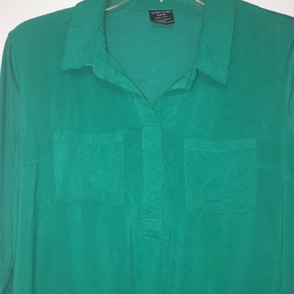 Blue-green colored, 3 quarter length sleeve shirt - Picture 3 of 6